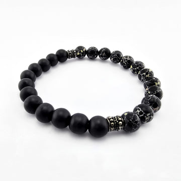 Pulsera Hombre Piedra Negra Plata Quemada