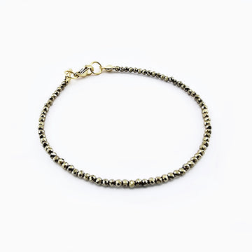 Pulsera de Pirita Facetada con Broche Dorado