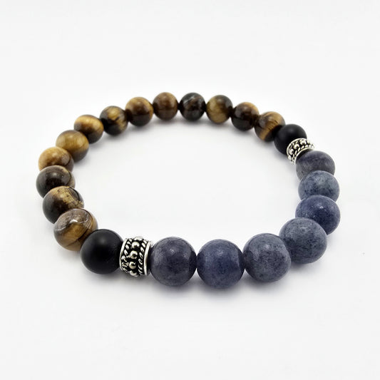 Pulsera Hombre Ojo Tigre Aventurina Azul