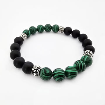 Pulsera Hombre Malaquita Onix Negro