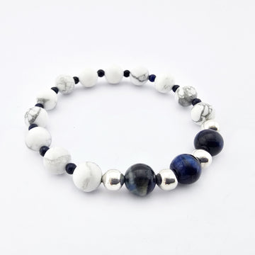 Pulsera Blanca Azul Plata 950