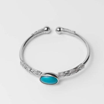 Signature Silver & Turquoise Stone Bangle