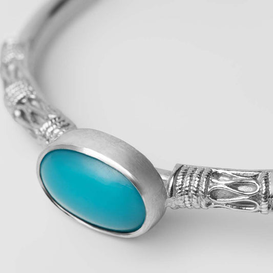 Signature Silver & Turquoise Stone Bangle