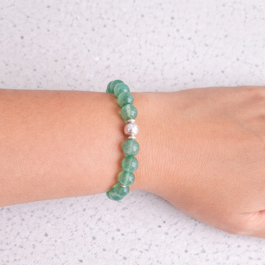Pulsera Aventurina Verde y Plata 950