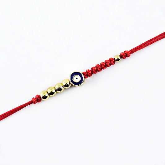 Pulsera de Hilo Rojo Ojo Turco Azul