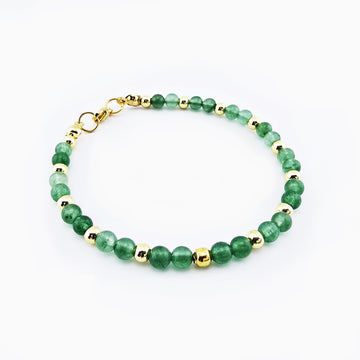 Pulsera de Jade con Cuentas Doradas